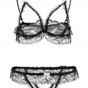 Open Cup Lace Bra Set